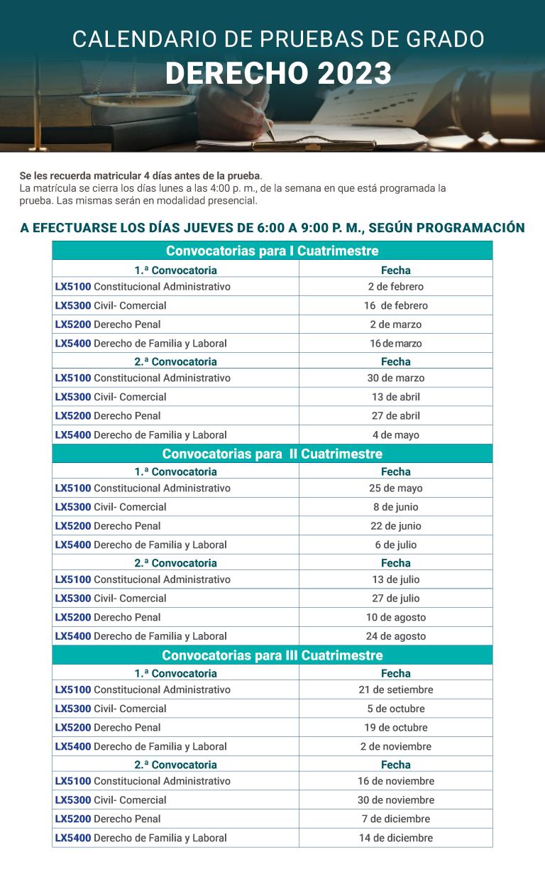 Pruebas de Grado- Dirección Académica de Derecho